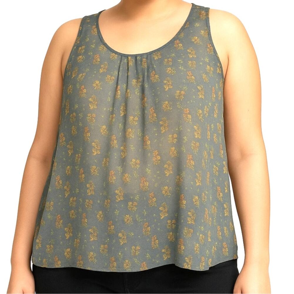 Ecko Unlimited Floral Sheer High-Low Tank Top Size Large